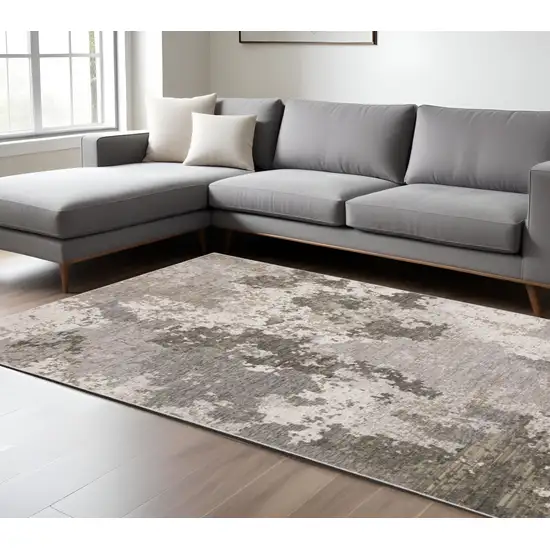 Gray And Ivory Abstract Distressed Area Rug Photo 1