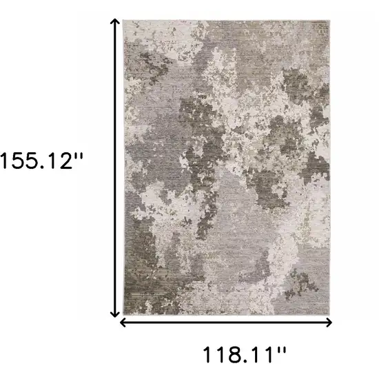 Grey Ivory Beige Tan Brown And Black Abstract Power Loom Stain Resistant Area Rug Photo 3