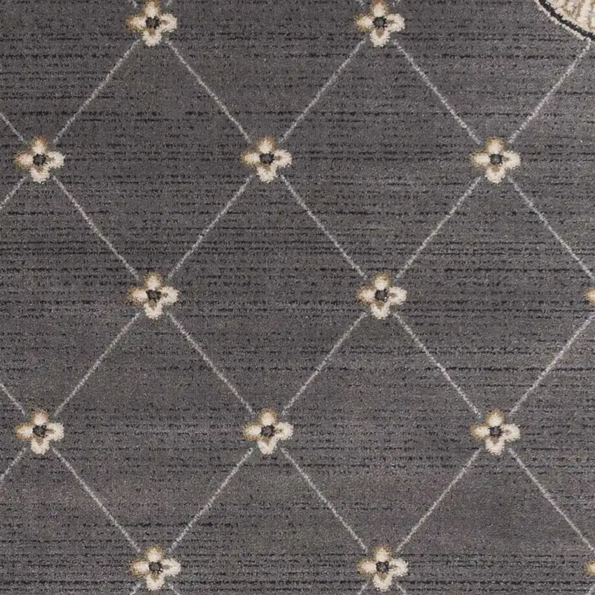 3'X5' Grey Ivory Bordered Floral Indoor Area Rug Photo 5