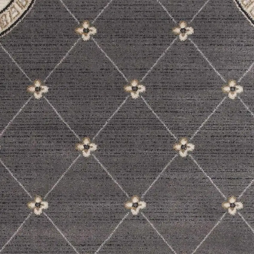 Gray And Ivory Floral Area Rug Photo 6