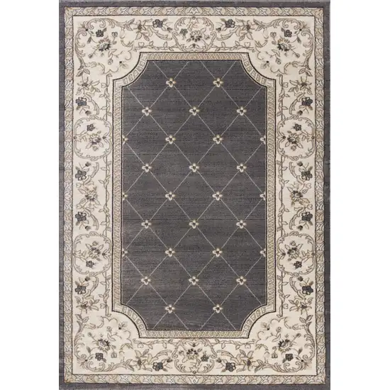 Gray And Ivory Floral Area Rug Photo 7