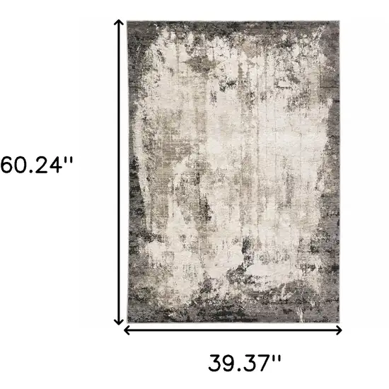 Grey Ivory Charcoal Tan Black And Beige Abstract Power Loom Stain Resistant Area Rug Photo 3