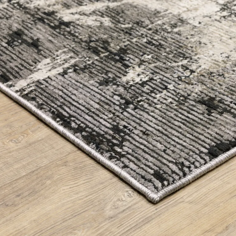 Grey Ivory Charcoal Tan Black And Beige Abstract Power Loom Stain Resistant Area Rug Photo 5