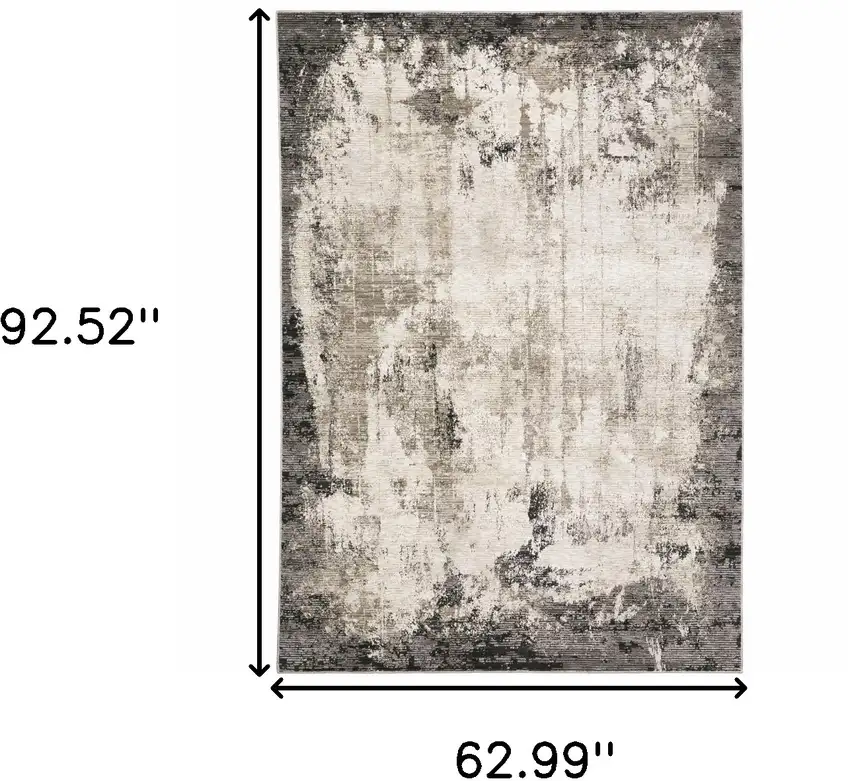 Grey Ivory Charcoal Tan Black And Beige Abstract Power Loom Stain Resistant Area Rug Photo 3