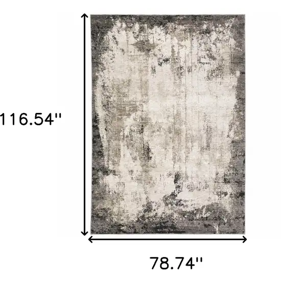 6' X 9' Grey Ivory Charcoal Tan Black And Beige Abstract Power Loom Stain Resistant Area Rug Photo 3