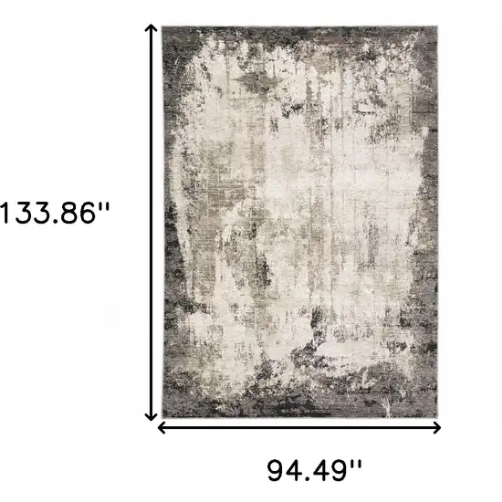 Grey Ivory Charcoal Tan Black And Beige Abstract Power Loom Stain Resistant Area Rug Photo 3