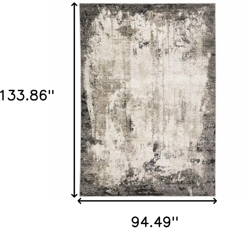 Grey Ivory Charcoal Tan Black And Beige Abstract Power Loom Stain Resistant Area Rug Photo 3