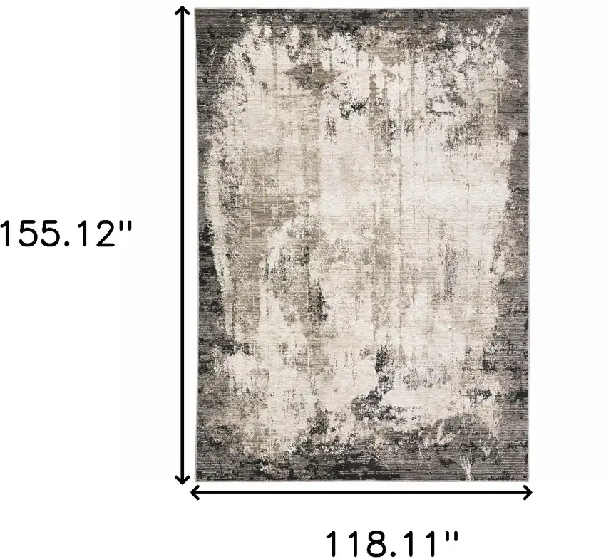 Grey Ivory Charcoal Tan Black And Beige Abstract Power Loom Stain Resistant Area Rug Photo 3