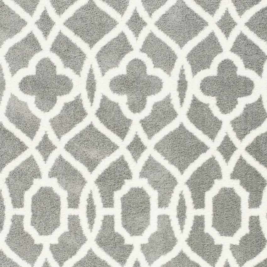 Grey Ivory Machine Woven Ogee Indoor Area Rug Photo 5