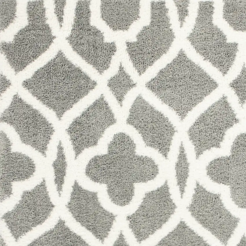 Grey Ivory Machine Woven Ogee Indoor Area Rug Photo 3