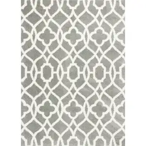 Photo of Grey Ivory Machine Woven Ogee Indoor Area Rug