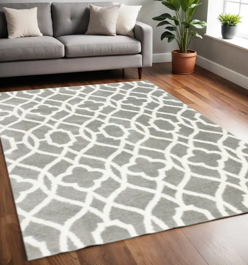 Gray And Ivory Ogee Area Rug Photo 1