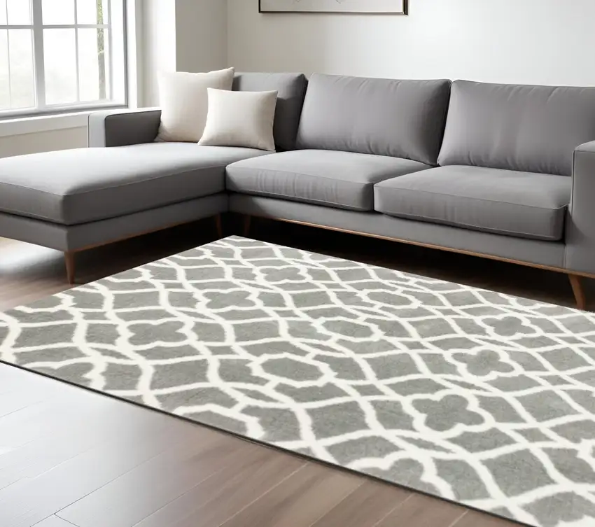 Gray And Ivory Ogee Area Rug Photo 1