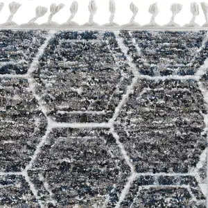 Photo of Grey Ivory Machine Woven Space Dyed Geometric Bohemian Indoor Area Rug