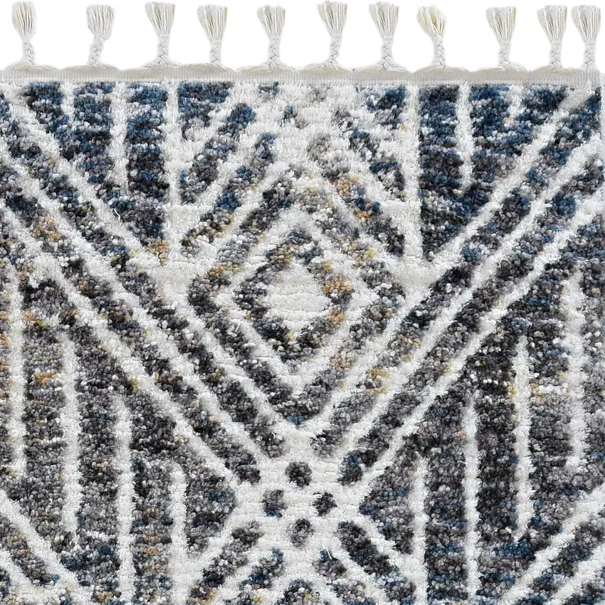 Grey Ivory Machine Woven Space Dyed Geometric Bohemian Indoor Area Rug Photo 2