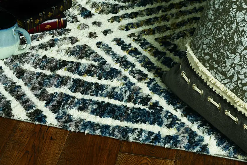 Grey Ivory Machine Woven Space Dyed Geometric Bohemian Indoor Area Rug Photo 4
