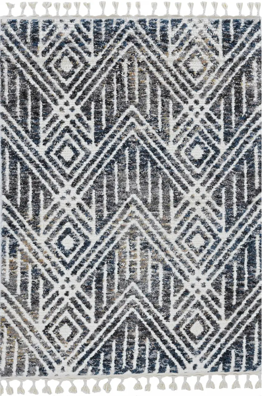 Grey Ivory Machine Woven Space Dyed Geometric Indoor Area Rug Photo 2