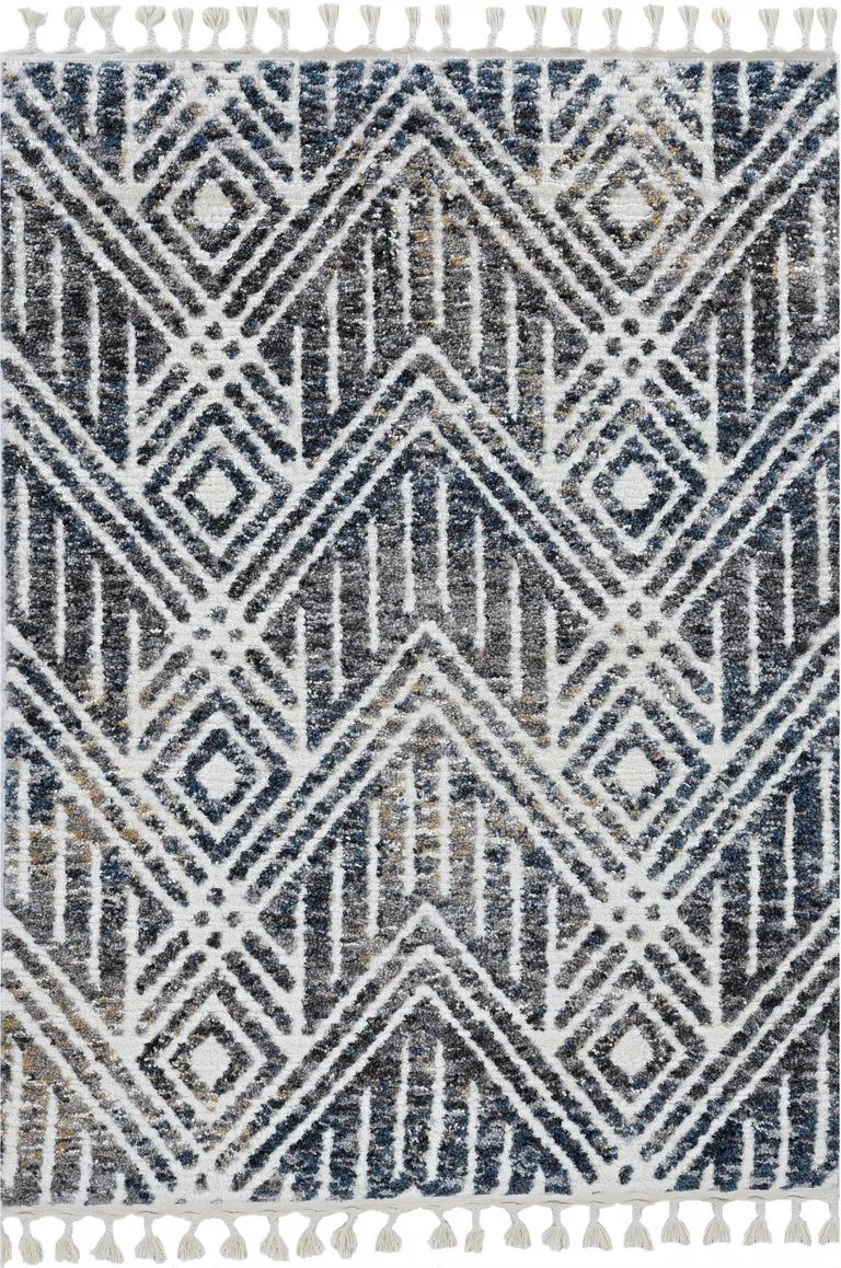 Grey Ivory Machine Woven Space Dyed Geometric Indoor Area Rug Photo 2