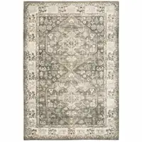 Photo of Grey Ivory Tan And Beige Oriental Power Loom Stain Resistant Area Rug