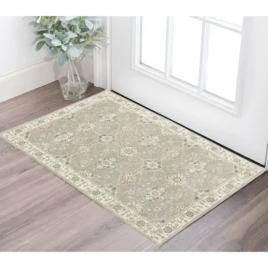 Gray And Ivory Oriental Area Rug Photo 1