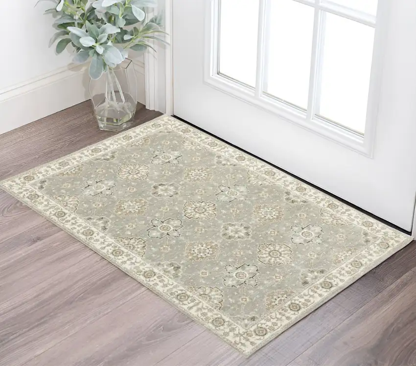 Gray And Ivory Oriental Area Rug Photo 1