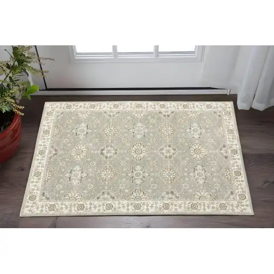 Gray and Ivory Oriental Power Loom Area Rug Photo 1