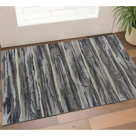 Gray Blue And Black Abstract Area Rug Photo 1