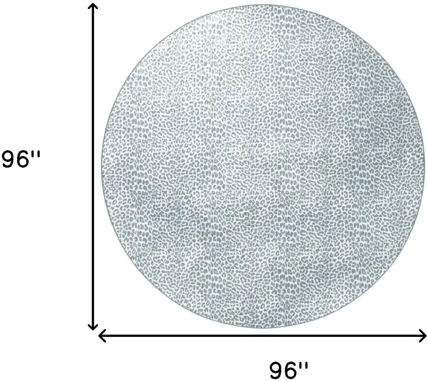 8' X 8' Grey Leopard Print Round Shag Handmade Non Skid Area Rug Photo 3