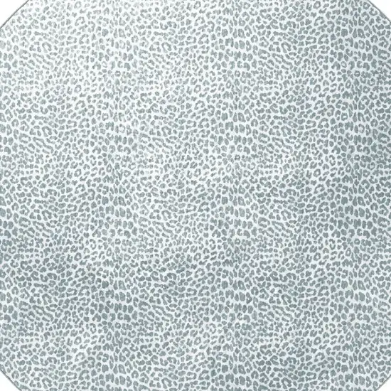 8' X 8' Grey Leopard Print Round Shag Handmade Non Skid Area Rug Photo 5