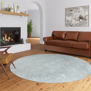 Photo of Grey Leopard Print Round Shag Handmade Non Skid Area Rug