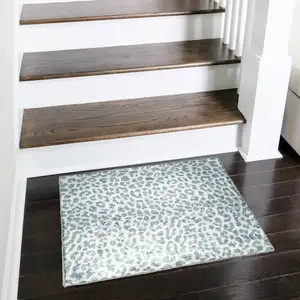 Photo of Grey Leopard Print Shag Handmade Non Skid Area Rug