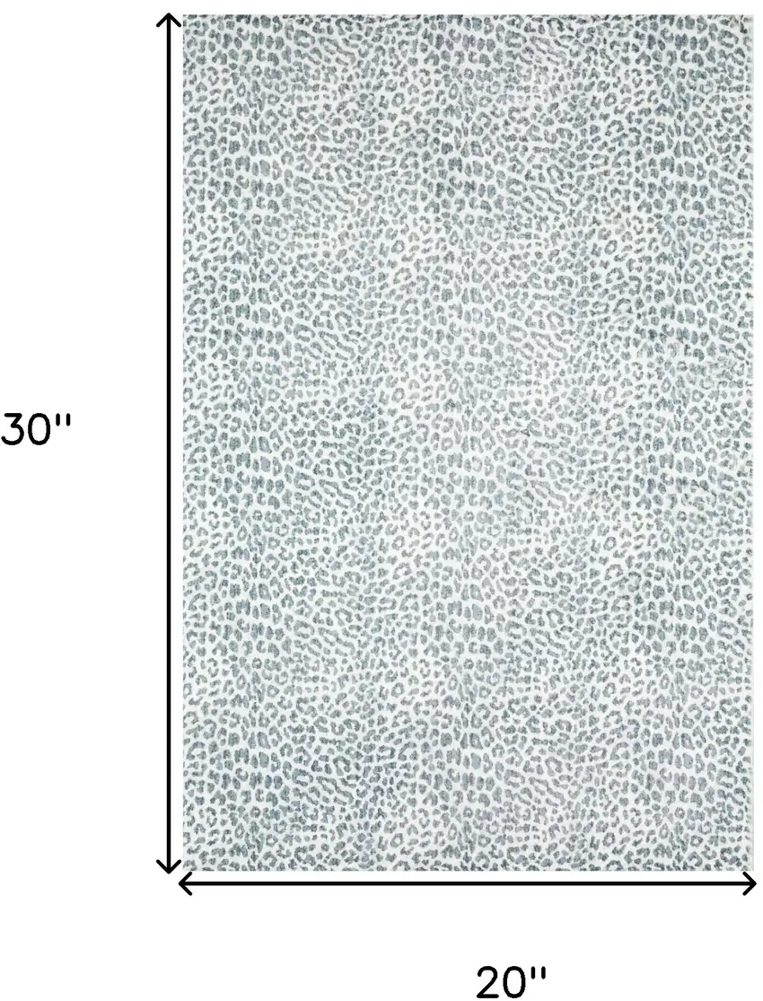 Grey Leopard Print Shag Handmade Non Skid Area Rug Photo 6