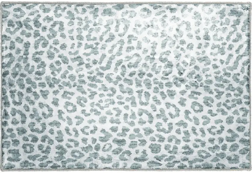 Grey Leopard Print Shag Handmade Non Skid Area Rug Photo 5