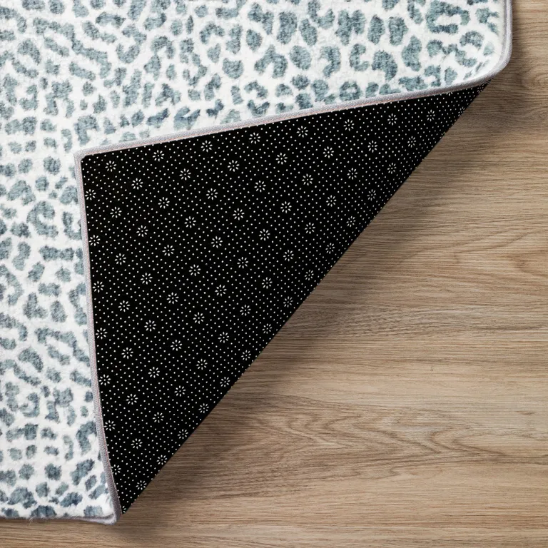 Grey Leopard Print Shag Handmade Non Skid Area Rug Photo 2
