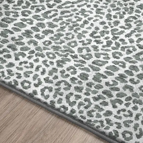 Grey Leopard Print Shag Handmade Non Skid Area Rug Photo 4