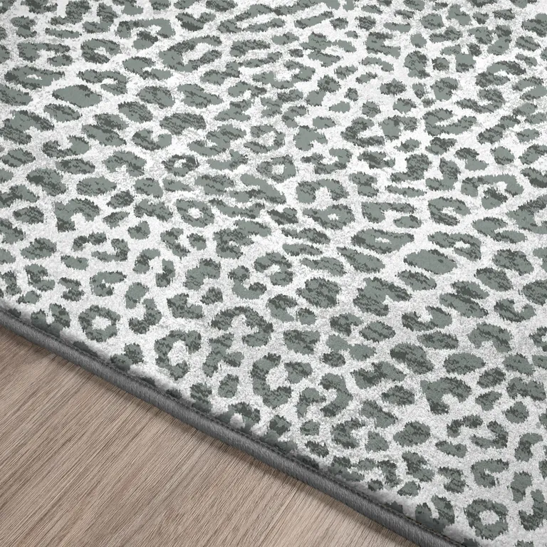 Grey Leopard Print Shag Handmade Non Skid Area Rug Photo 3