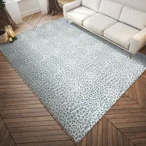 Photo of Grey Leopard Print Shag Handmade Non Skid Area Rug