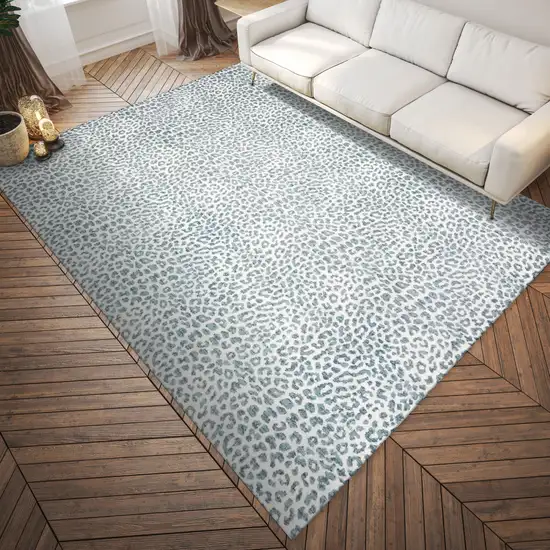 Grey Leopard Print Shag Handmade Non Skid Area Rug Photo 1