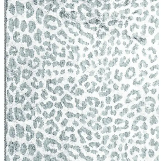 2' X 8' Grey Leopard Print Shag Handmade Non Skid Runner Rug Photo 3