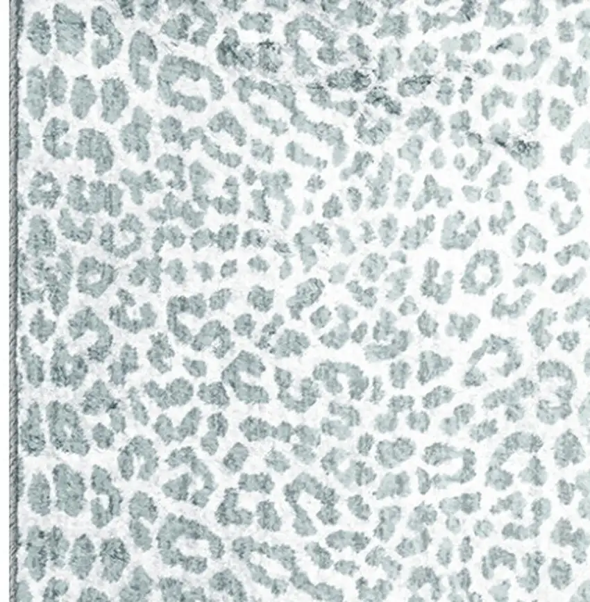 2' X 8' Grey Leopard Print Shag Handmade Non Skid Runner Rug Photo 3