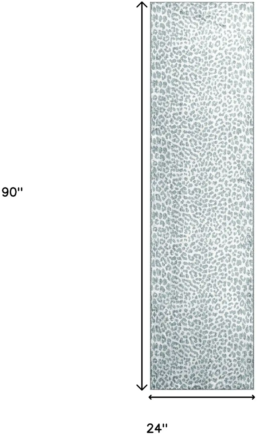 2' X 8' Grey Leopard Print Shag Handmade Non Skid Runner Rug Photo 9
