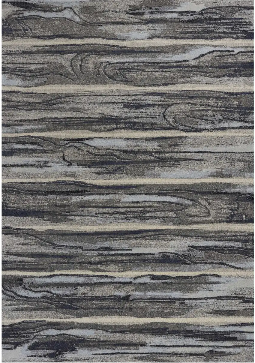 Grey Machine Woven Abstract Brushstroke Indoor Area Rug Photo 2