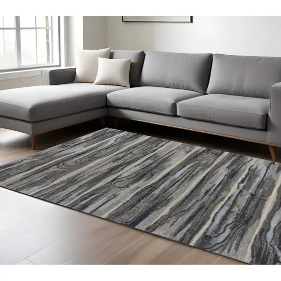 Gray Blue And Black Abstract Area Rug Photo 1