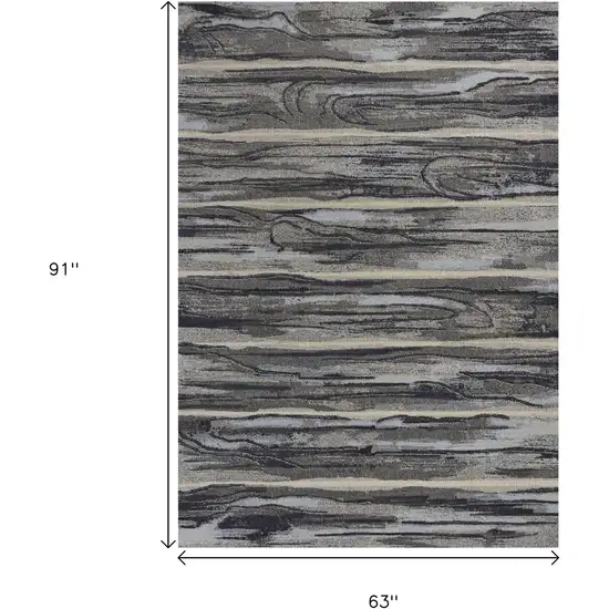 Gray Blue And Black Abstract Area Rug Photo 3