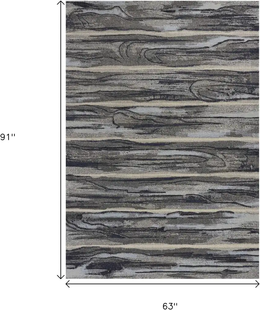 Gray Blue And Black Abstract Area Rug Photo 3