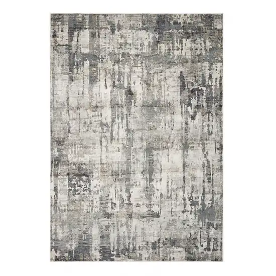 Grey Machine Woven Abstract Drip Indoor Area Rug Photo 1