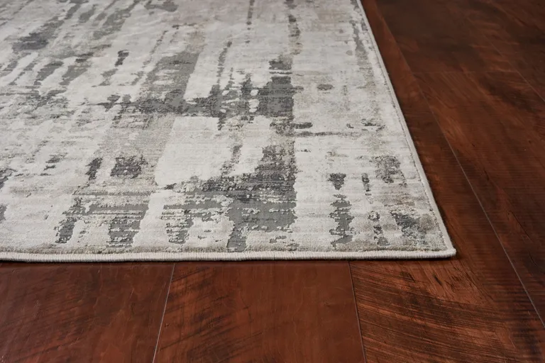 Grey Machine Woven Abstract Drip Indoor Area Rug Photo 4