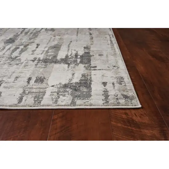 Grey Machine Woven Abstract Drip Indoor Area Rug Photo 4