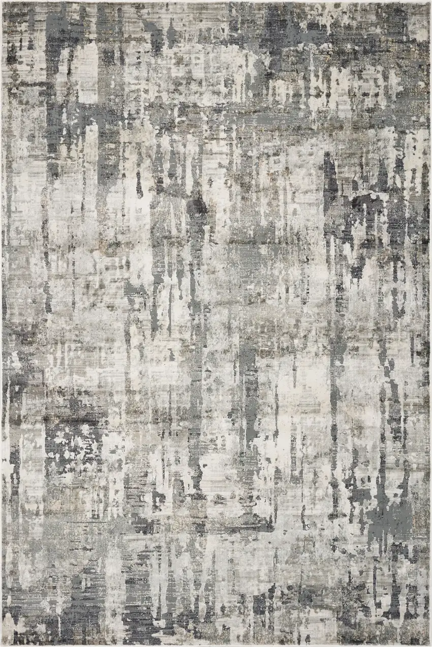 Grey Machine Woven Abstract Drip Indoor Area Rug Photo 2