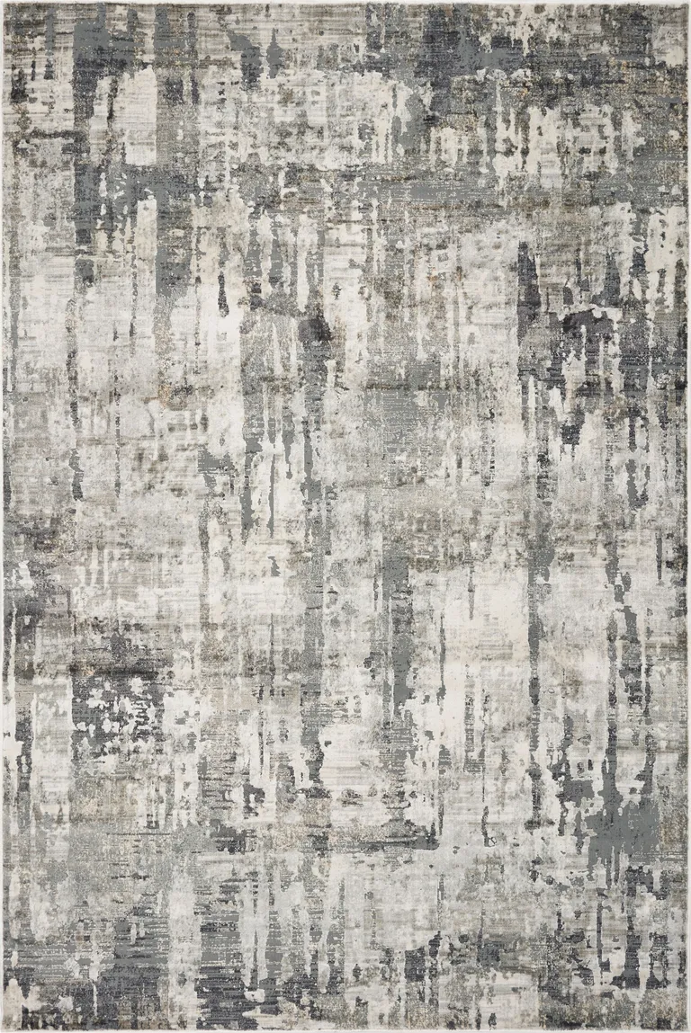 Grey Machine Woven Abstract Drip Indoor Area Rug Photo 2